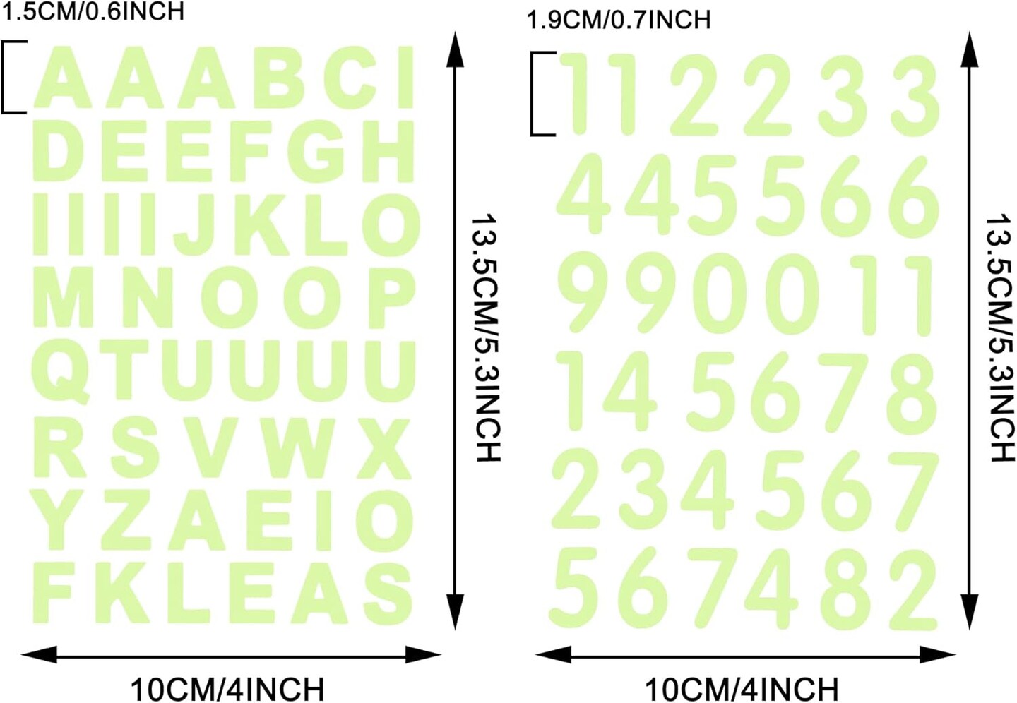 84pcs Glow in The Dark Alphanumeric Luminous Stickers (Green)