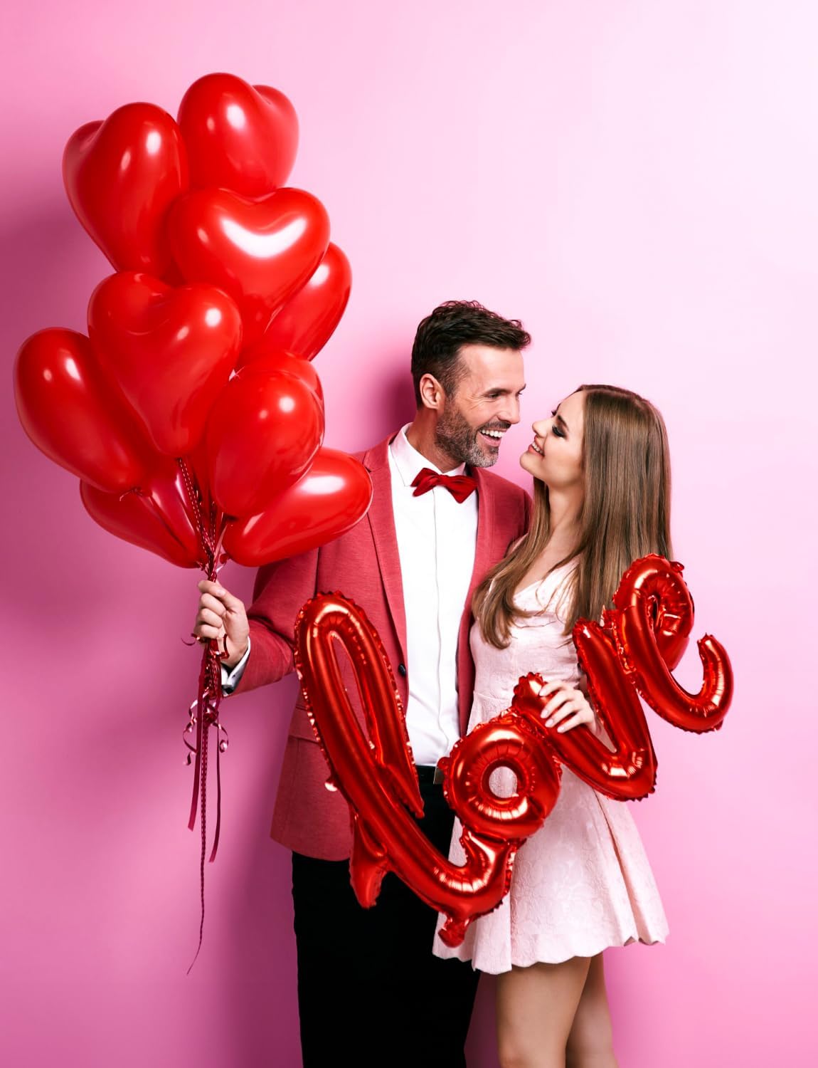 Anniversary Decorations – Banner, Heart Balloons, Love Balloon & Rose Petals (Red Gold) 12.5 x 8.6 x 0.6 inches