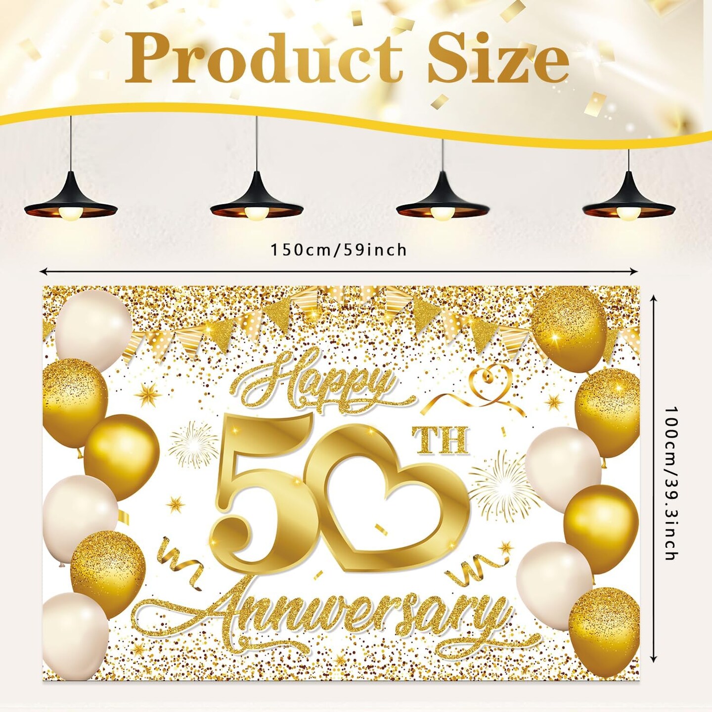 50th Wedding Anniversary Decorations - Happy 50th Anniversary Banner