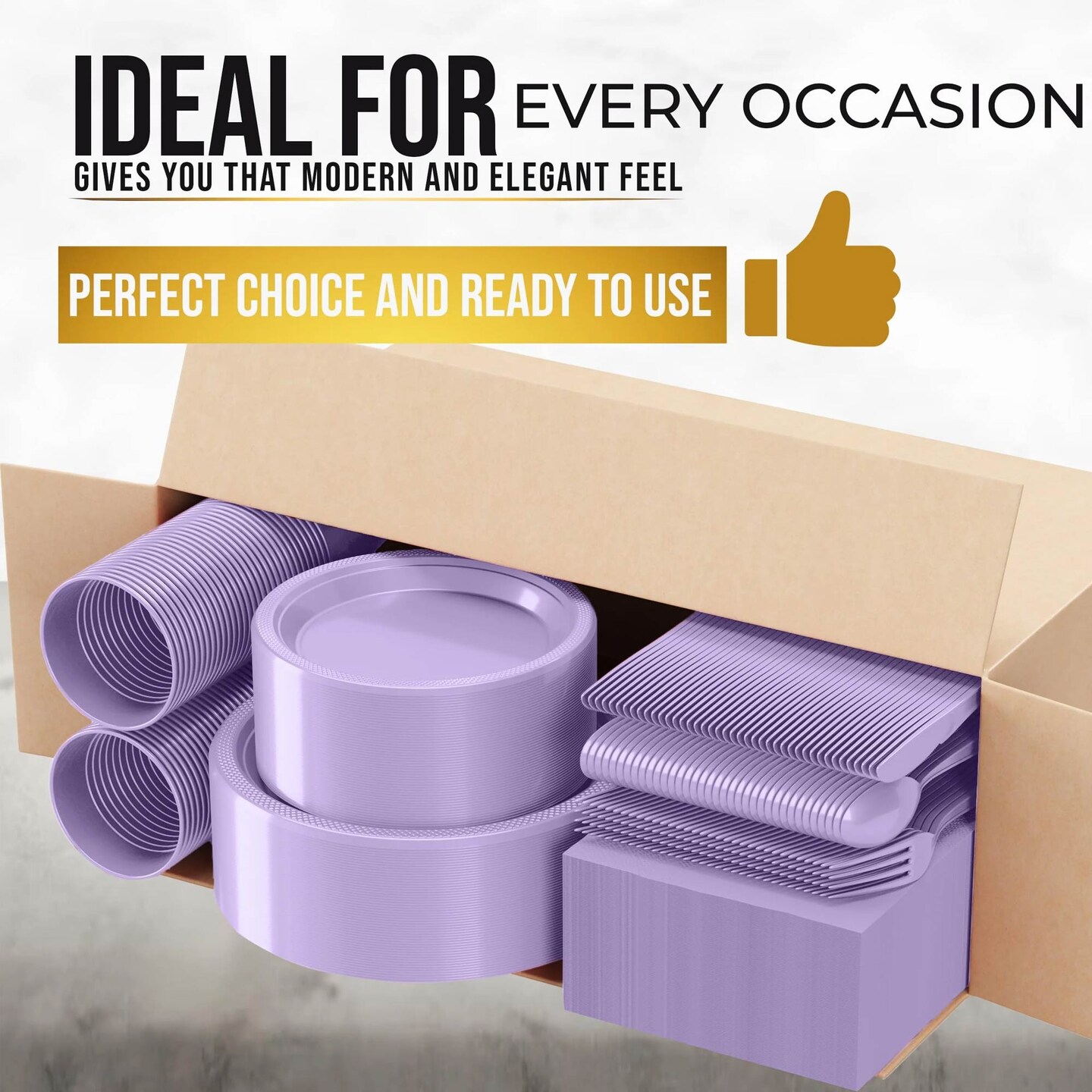 350 Count Lavender Disposable Plastic Tableware Set Party Supplies Combo Pack