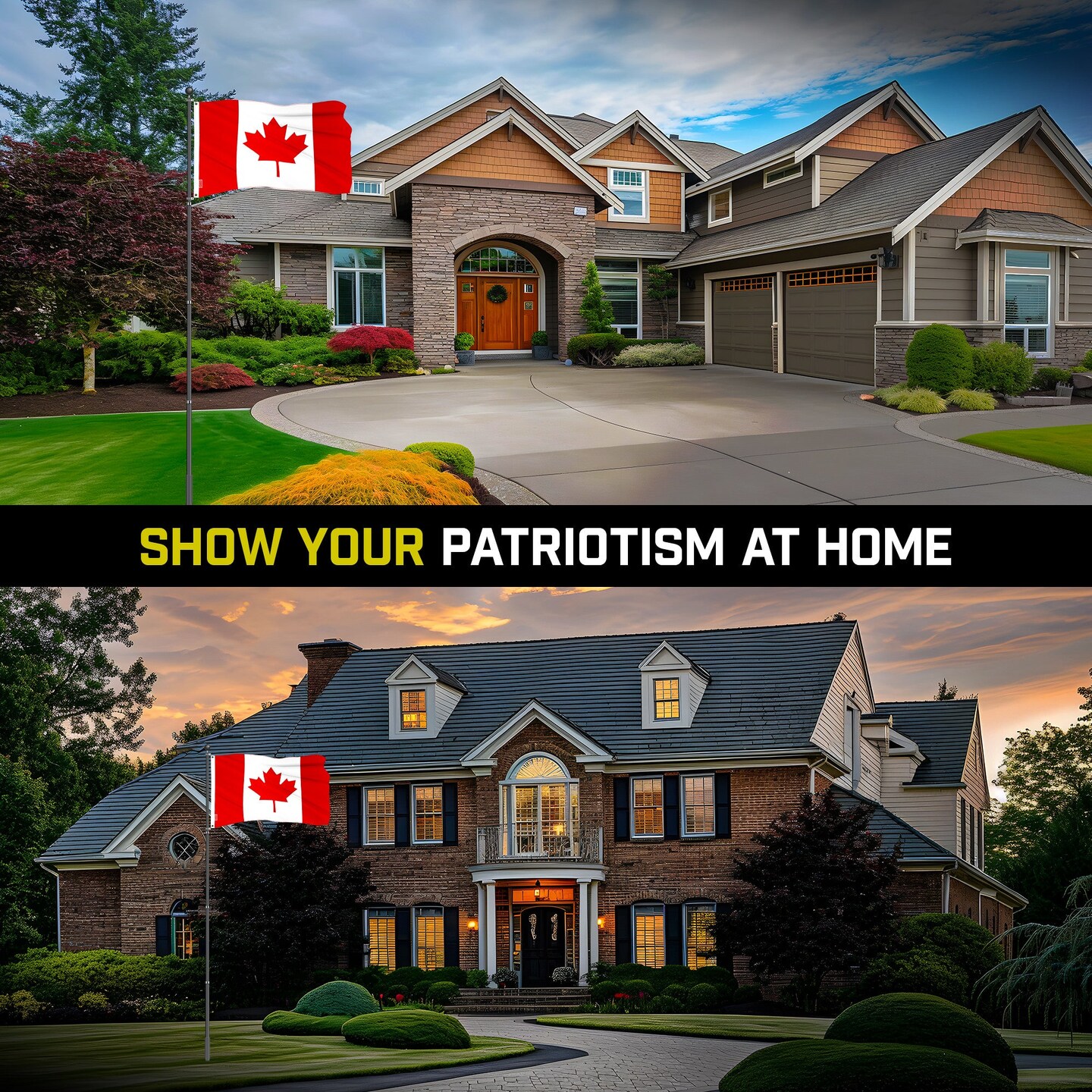 G128 Combo Pack: 16 Ft Telescoping Aluminum Flagpole (Black) &#x26; Canada Canadian Flag 3x5 Ft, ToughWeave Series Embroidered 300D Polyester | Pole with Flag Included