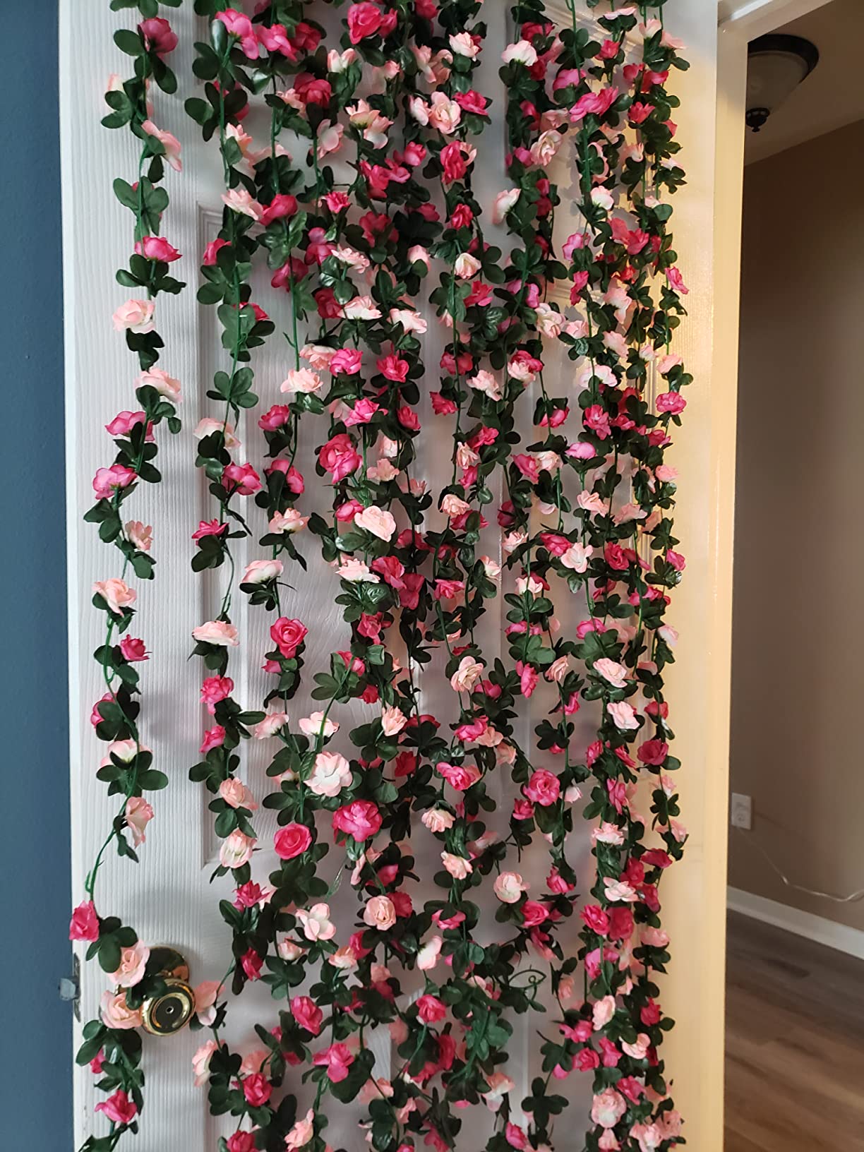 4pack Artificial Rose Rattan Garland Fake Rose Vine Flowers Hanging Rose Ivy