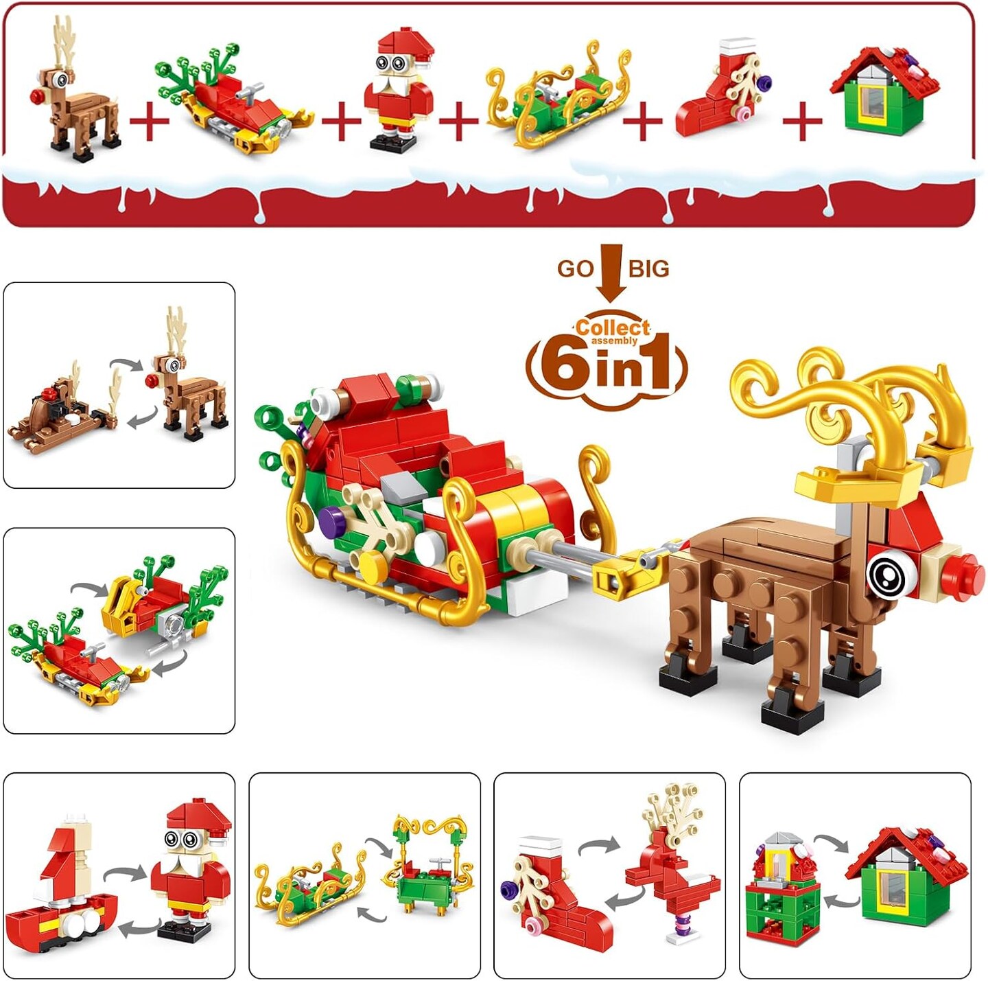 Advent Calendar 2024 Building Blocks, 24-Day Christmas Countdown Blocks Set for Kids, 6 in 1 and 12 in 1 Building Blocks Gift Box for Boys and Girls