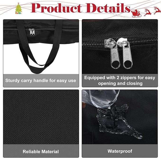 Pop Up Christmas Tree Storage Bag Large Tree Storage Container Oxford Polyester Christmas Tree Bag with Handles and Zippers for Pop Up Christmas Tree Decorations (Black,34 x 34 x 4.7 Inch)