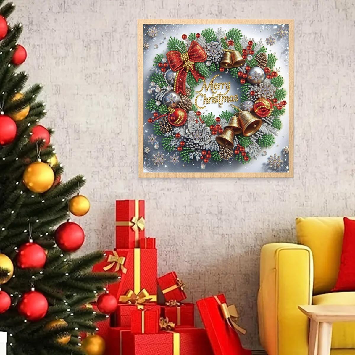 Merry Christmas Diamond Art Kit for Adults, 5D Full Drill Xmas