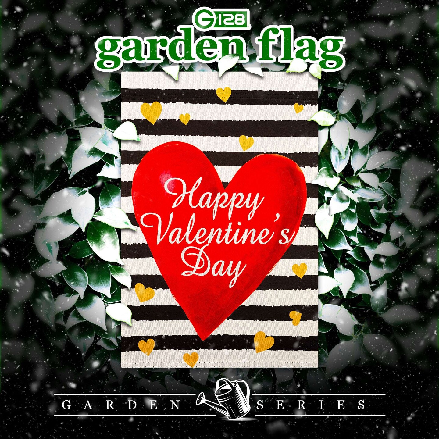 G128 Happy Valentine's Day Striped Heart Garden Flag 12x18 In Double Sided Valentine's Day Yard Garden Lawn Decoration