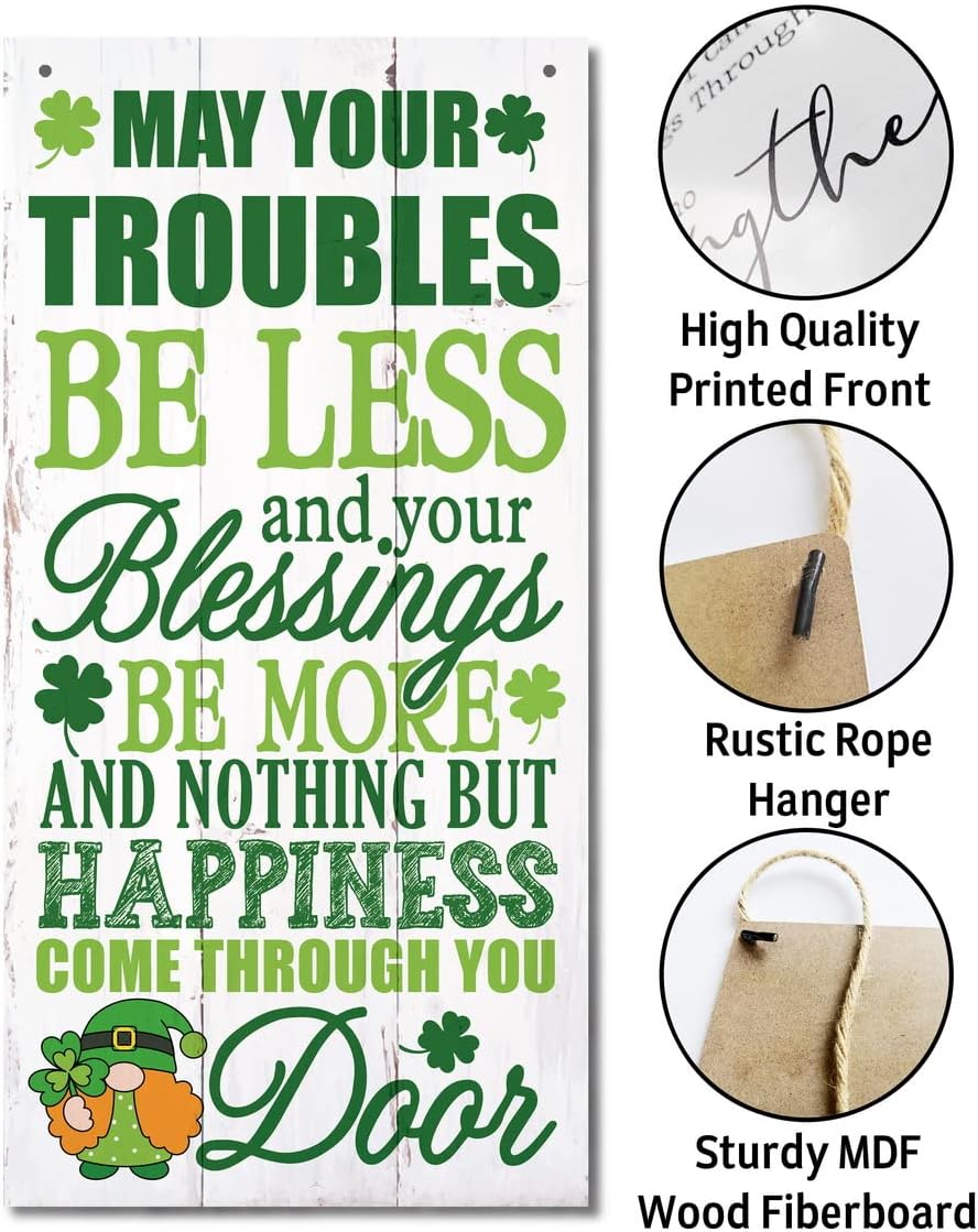 Hanging St Patricks Day Wood Decor Sign, Irish Prayer Printed Wood Wall Art Sign, Irish Home Signs Decor, Hanging Door Wood Sign, Irish Blessing Sign, St Patricks Day Decor, Rustic Farmhouse Decor