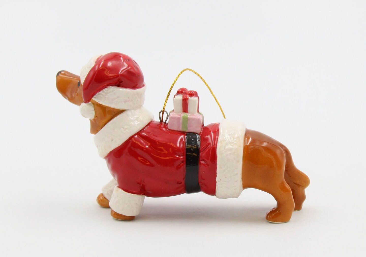 Ceramic Dachshund Santa Dog Christmas Tree Ornament, Home D&#xE9;cor, Gift for Her, Gift for Mom, Kitchen D&#xE9;cor, Dog Lover Gift, Pet Loss Gift