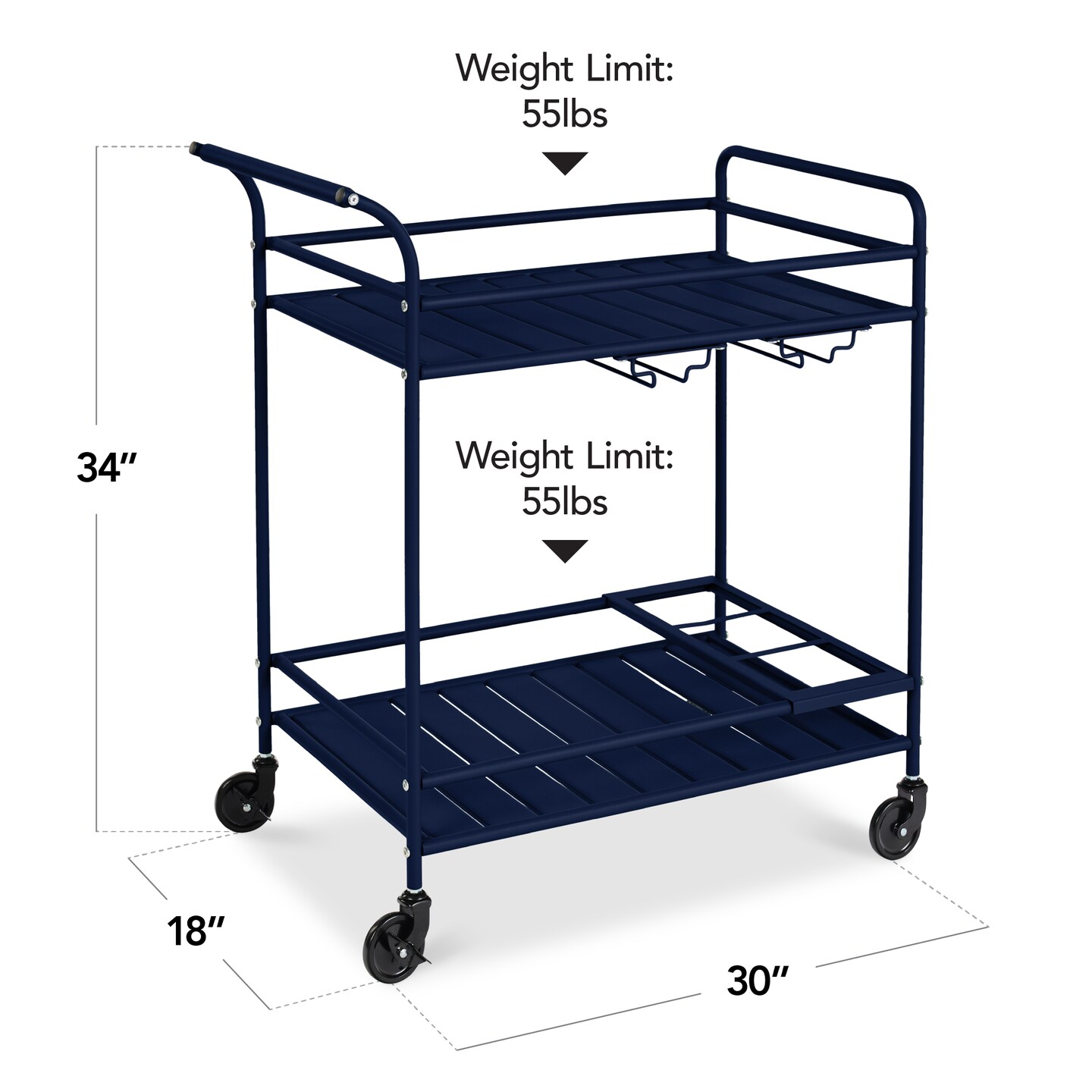 Best Choice Products 2-Tier Rolling Bar Cart Indoor/Outdoor w/ Storage Shelves, Wine Rack, Lockable Wheels