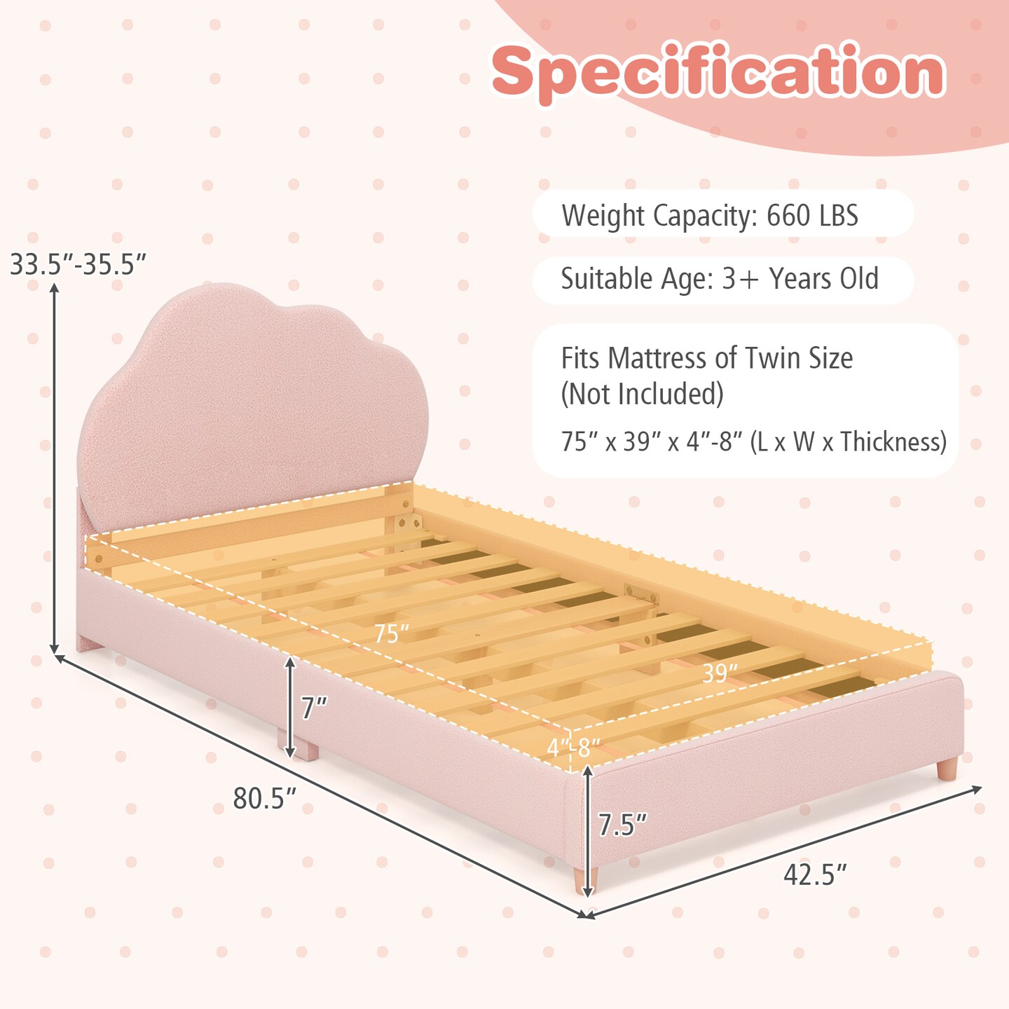 Velvet Kids Twin Bed with Adjustable Headboard Sturdy Wooden Frame and Soft Upholstery