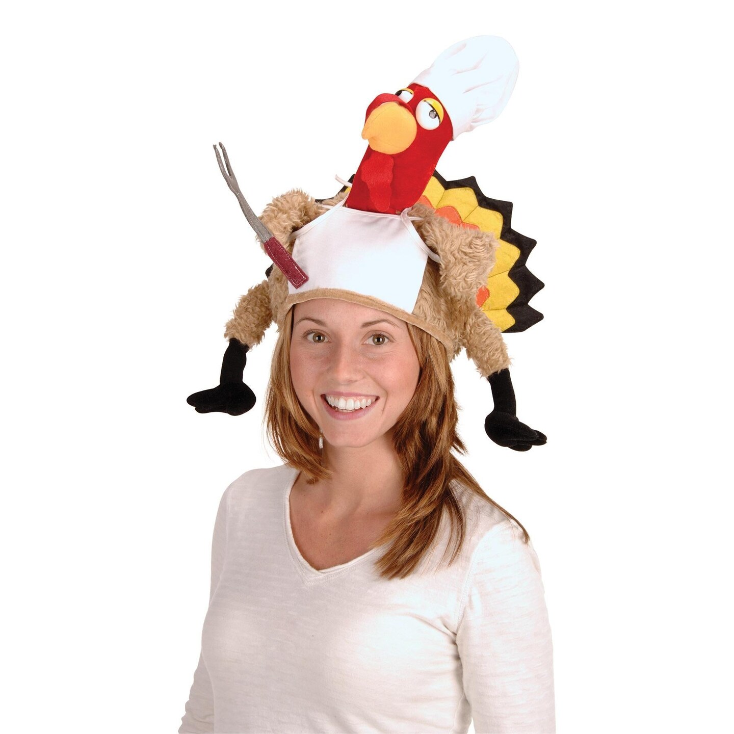 4 Pack Beistle Thanksgiving Plush Chef Turkey Hat