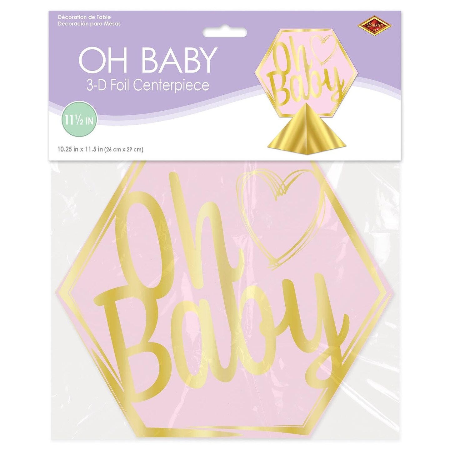 12 Pack Beistle 3-D Foil Oh Baby Centerpiece - Girl