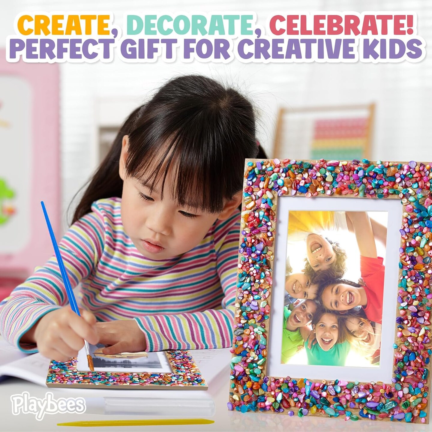 Kids Picture Frame Mosaic Craft Kit Craft DIY Arts &#x26; Crafts for Kids Frame Kit Great Birthday Gifts for 3 4 5 6 7 8 9 10 11 12 Year Old Holiday Christmas Gift for Girls