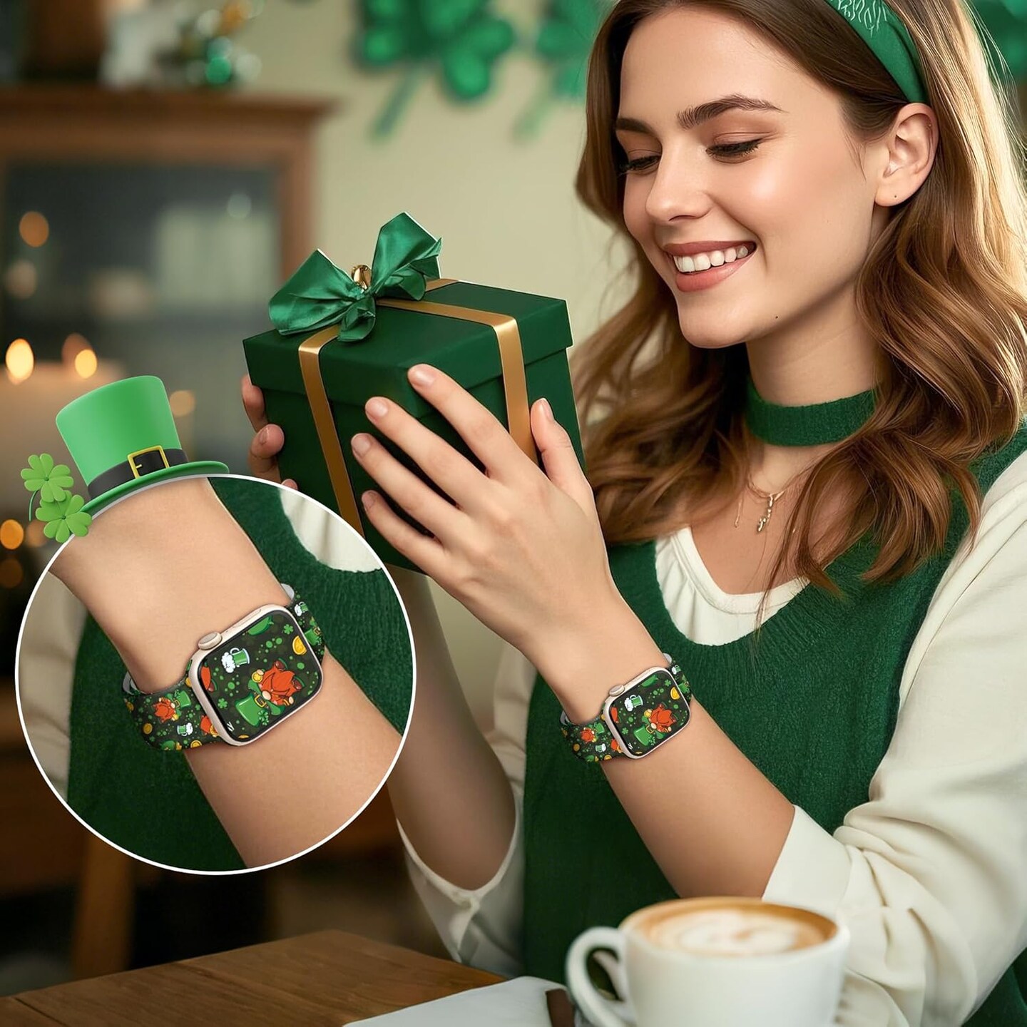 Compatible with Dressy Designer Silicone St Patrick&#x27;s Day Apple Watch Bands for Women Men 42mm(Series 10) 41mm 40mm 38mm, St Patrick&#x27;s Day iWatch Bands for St Patrick&#x27;s Day Apple Watch Watch Ultra 2 1 SE Series 10 9 8 7 6 5 4 3 2 1 Sport Band (Leprec