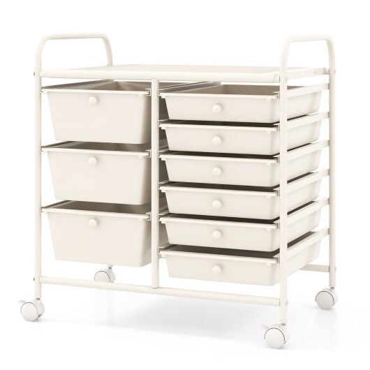 9-Drawer Rolling Storage Cart with Locking Wheels &#x26; Metal Frame