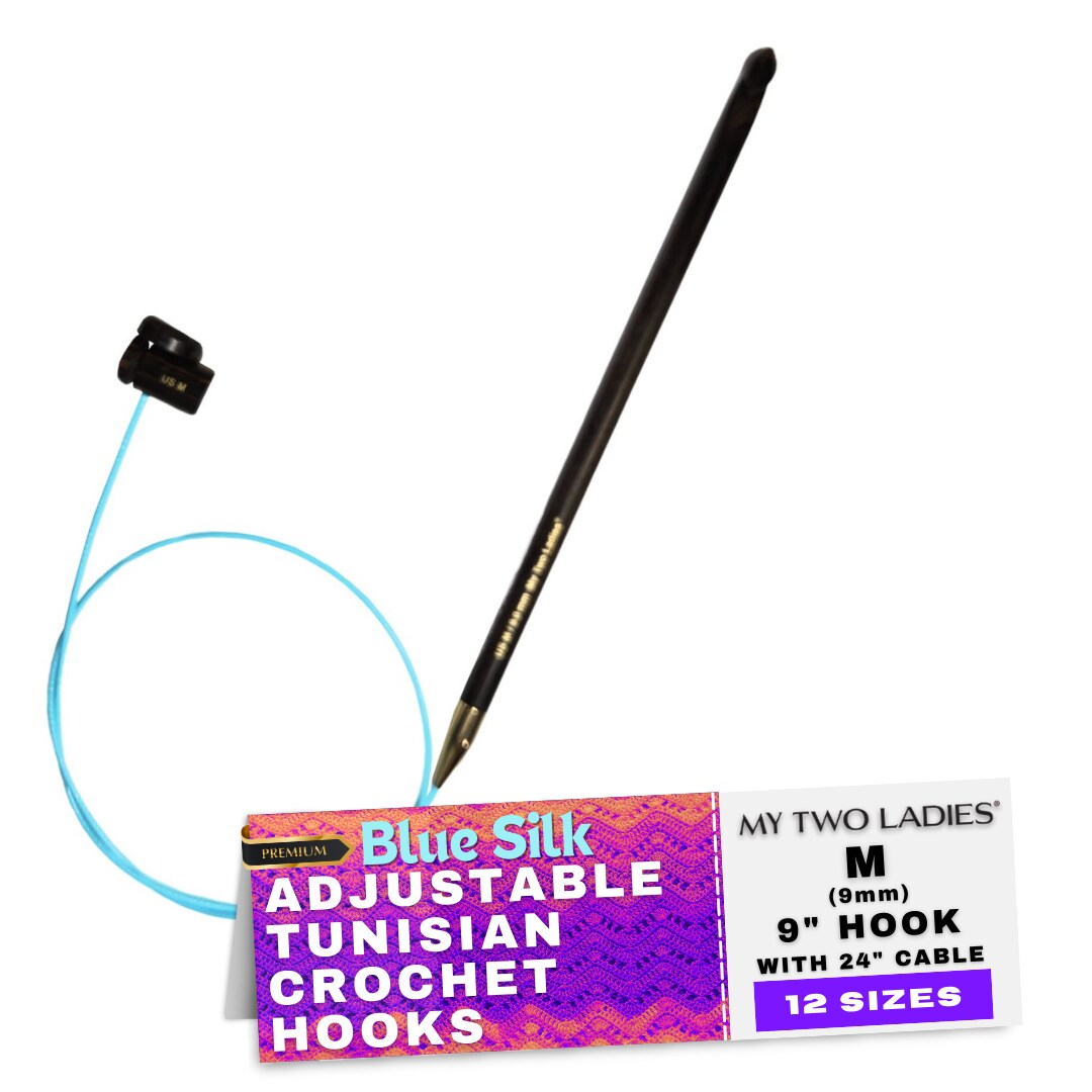 My Two Ladies | Blue Silk | Tunisian Adjustable Crochet Hooks | 12 Sizes