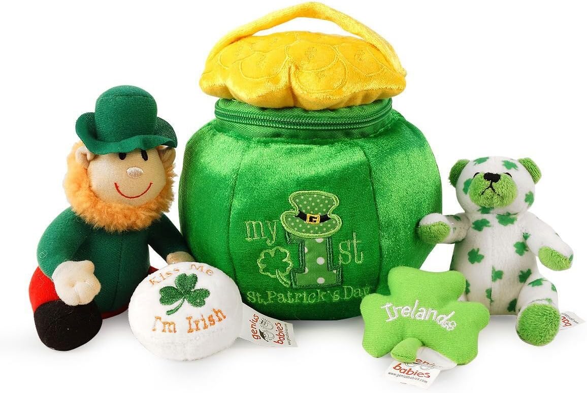 St. Patrick's Day 5-Piece Set - St Patricks Day Toys for Babies, Irish Baby Gifts with Stuffed Leprechaun