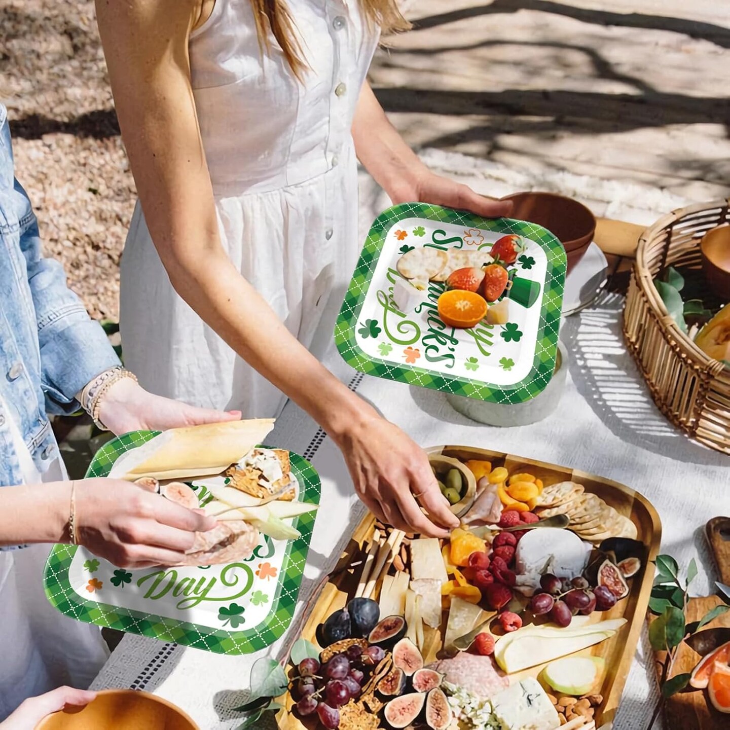 St Patricks Day Plates and Napkins Set 25 PCS 9&#x22; Square St Patricks Day Paper Plates and 25 PCS 7&#x22; St Patricks Dessert Plates for St Patricks Day Decorations