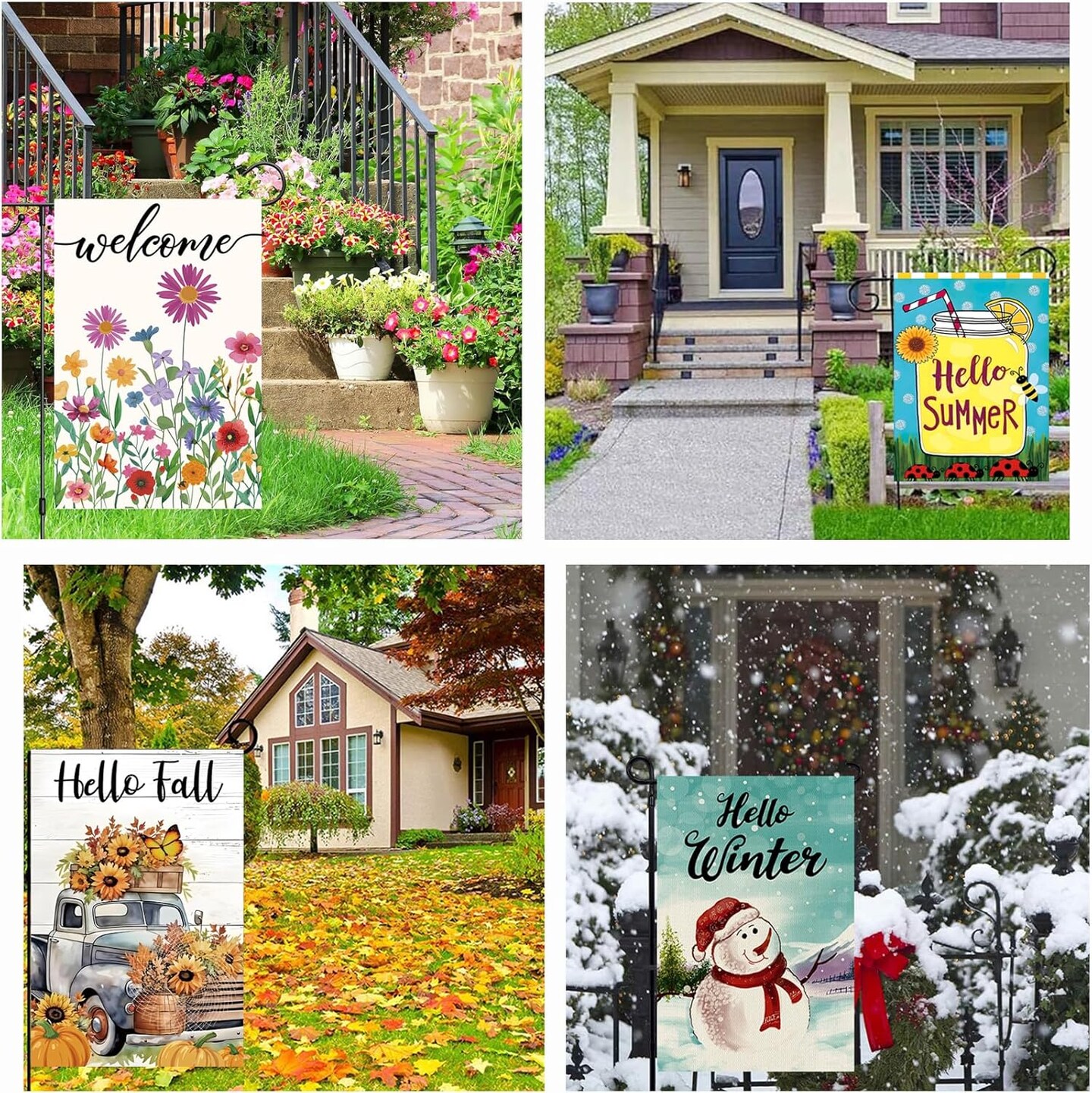 Seasonal Garden Flags Set of 12, Double Sided12x18 Inch Yard Flags, Garden Flags for Outside