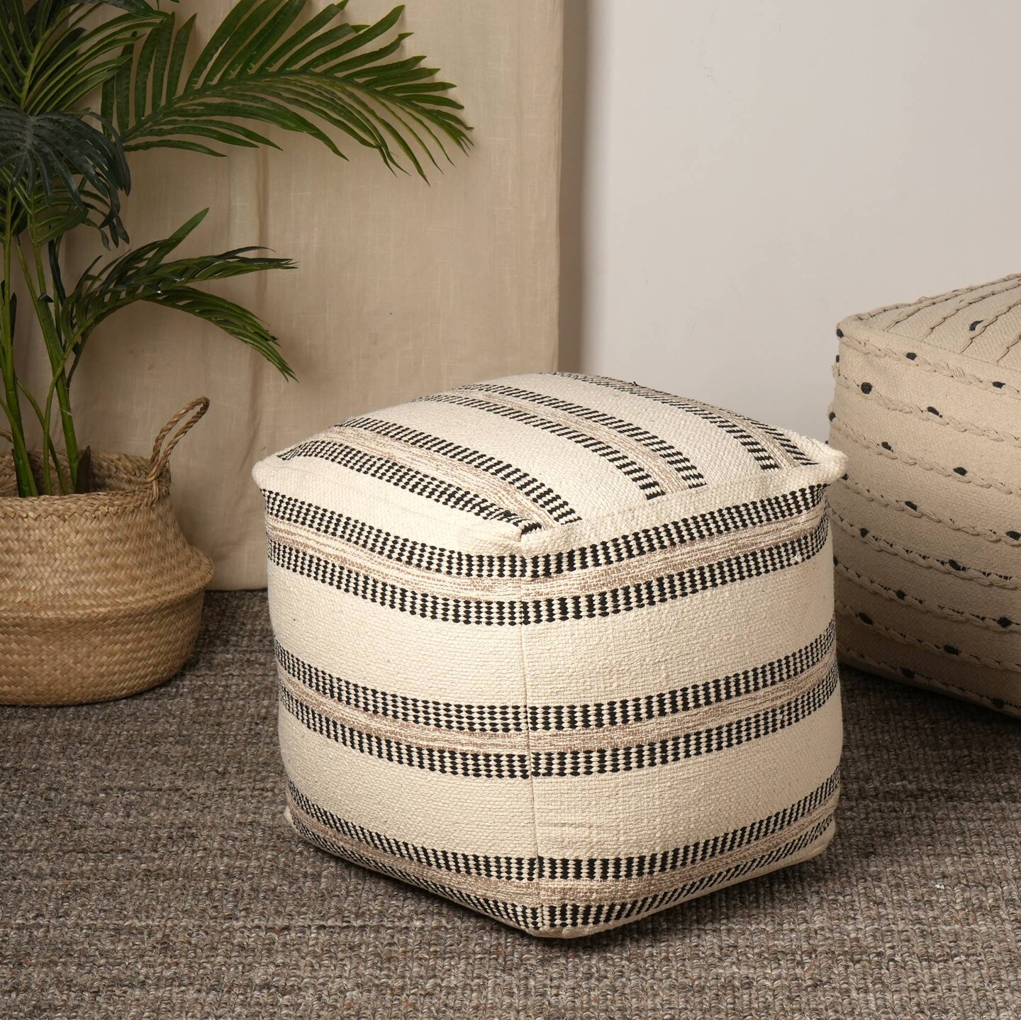 Crafted Pouf 18&#x22;x18&#x22; - Decorative Pouf for Living Room, Bedroom, &#x26; Home D&#xE9;cor