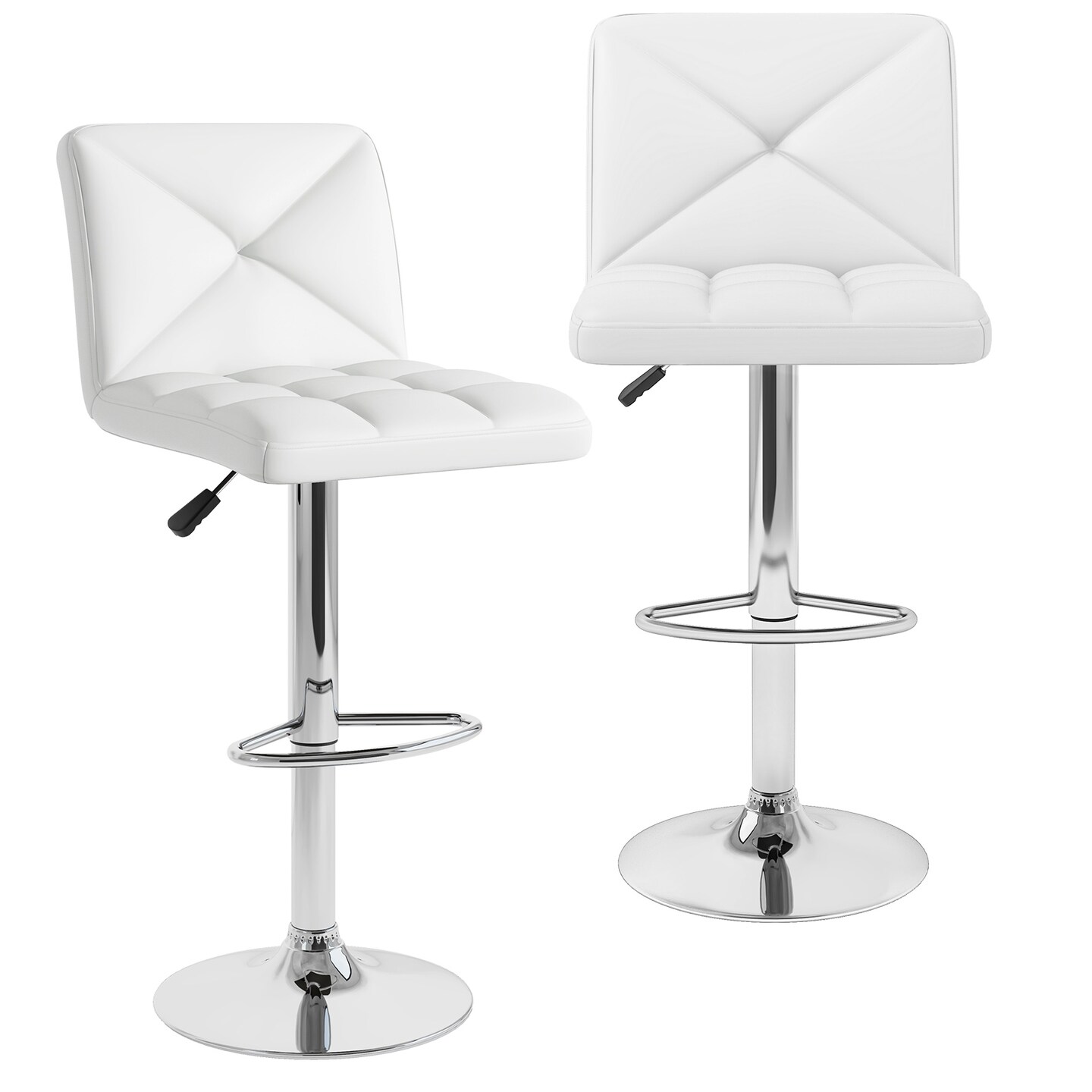 PU Leather Bar Stools Set of 2 with Backrest, Adjustable Height, Modern Design, Comfortable Seating
