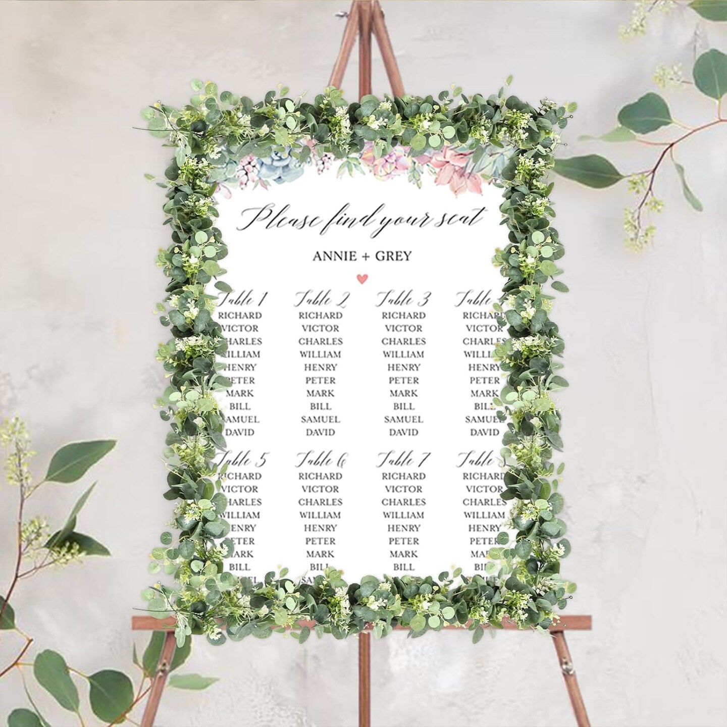 5.9FT Eucalyptus Garland, Artificial Greenery Garland Flower, Green Spring Garland Wreath Vines Decorations, Fake Silver Dollar Eucalyptus Leaves Vines for Table Home Wedding Mantle Party Decor