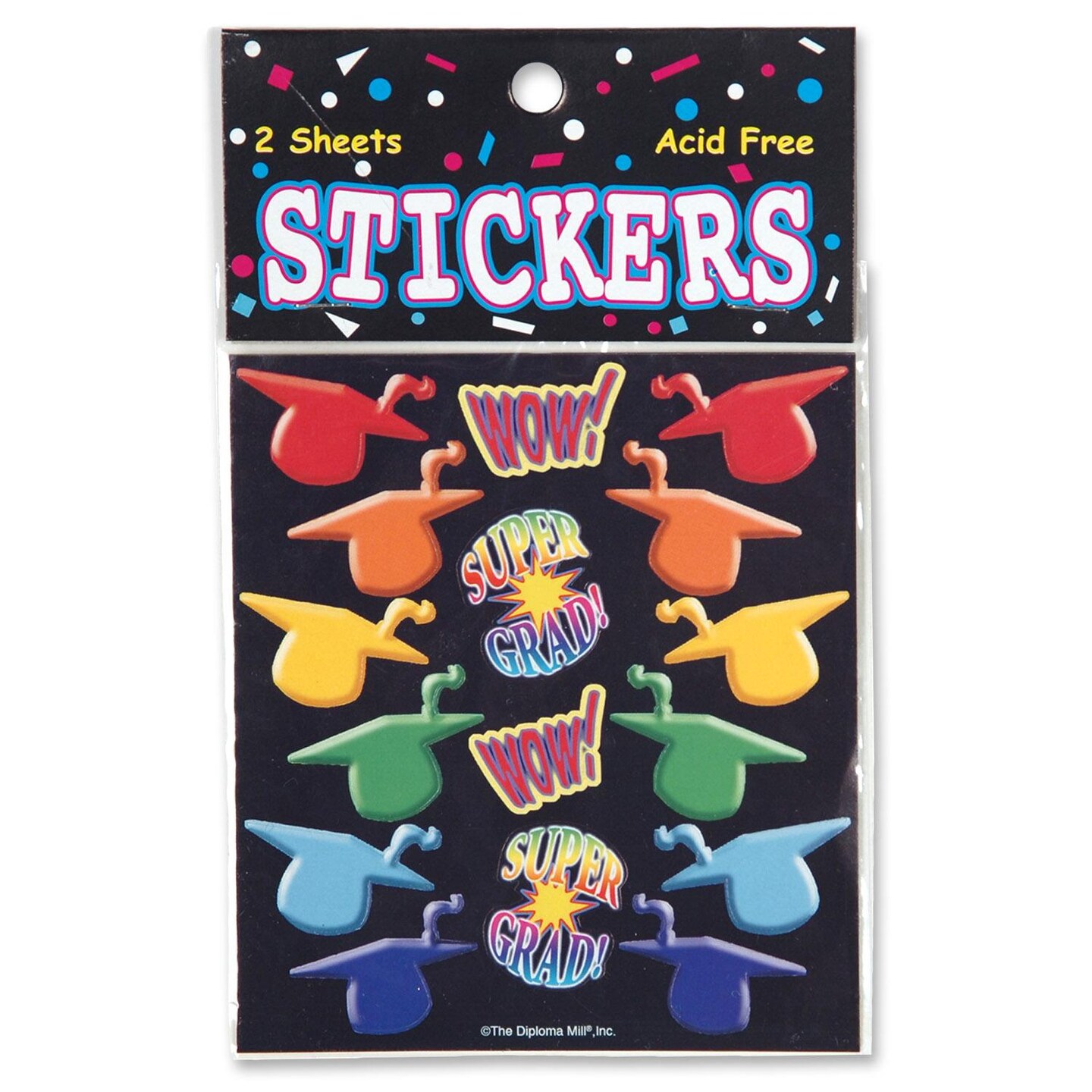 6 Pack Beistle Super Grad Graduation Party Stickers 2 Sheets/Pack