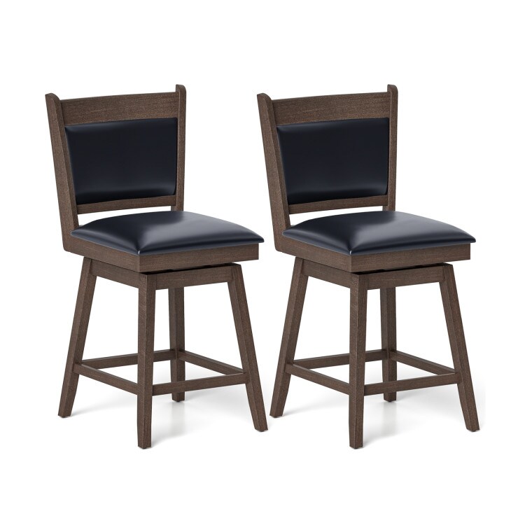 25/29 Inch Padded Bar Stools Set of 2 with Swivel Seat, Footrest, and Comfortable Upholstered Design