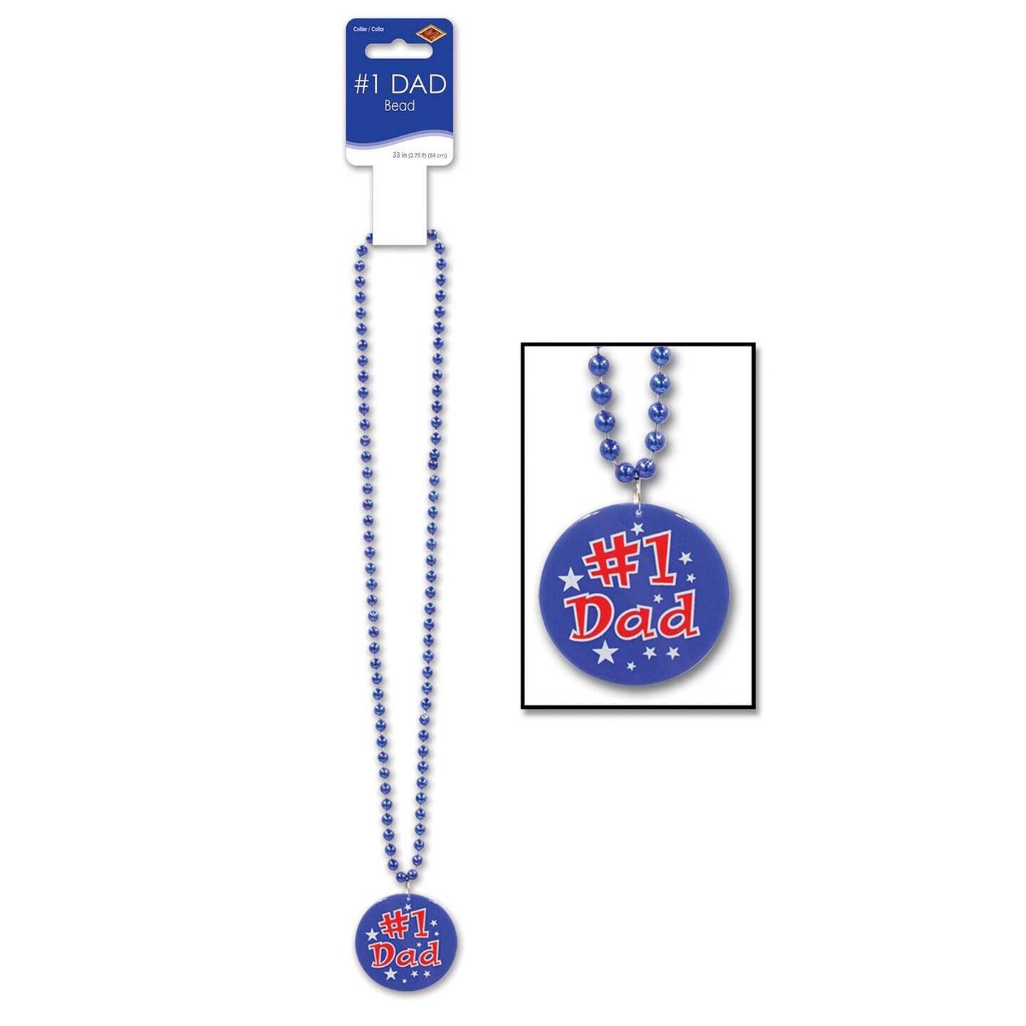 12 Pack Bulk Father's Day Bead Necklaces with Printed #1 Dad Medallion