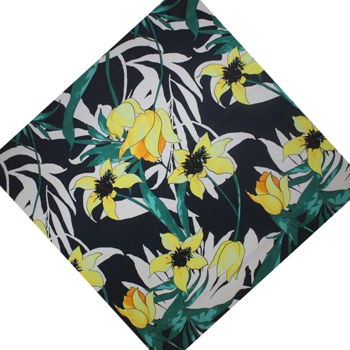 Yellow Flowers Printed Spandex Fabric