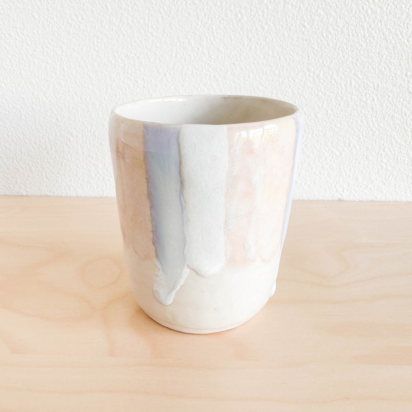 Small 8 oz cup, handmade ceramic, striped tumbler, subtle pastel colors,  glossy glaze, modern drinkware, porcelain clay, unique pottery | MakerPlace  by Michaels