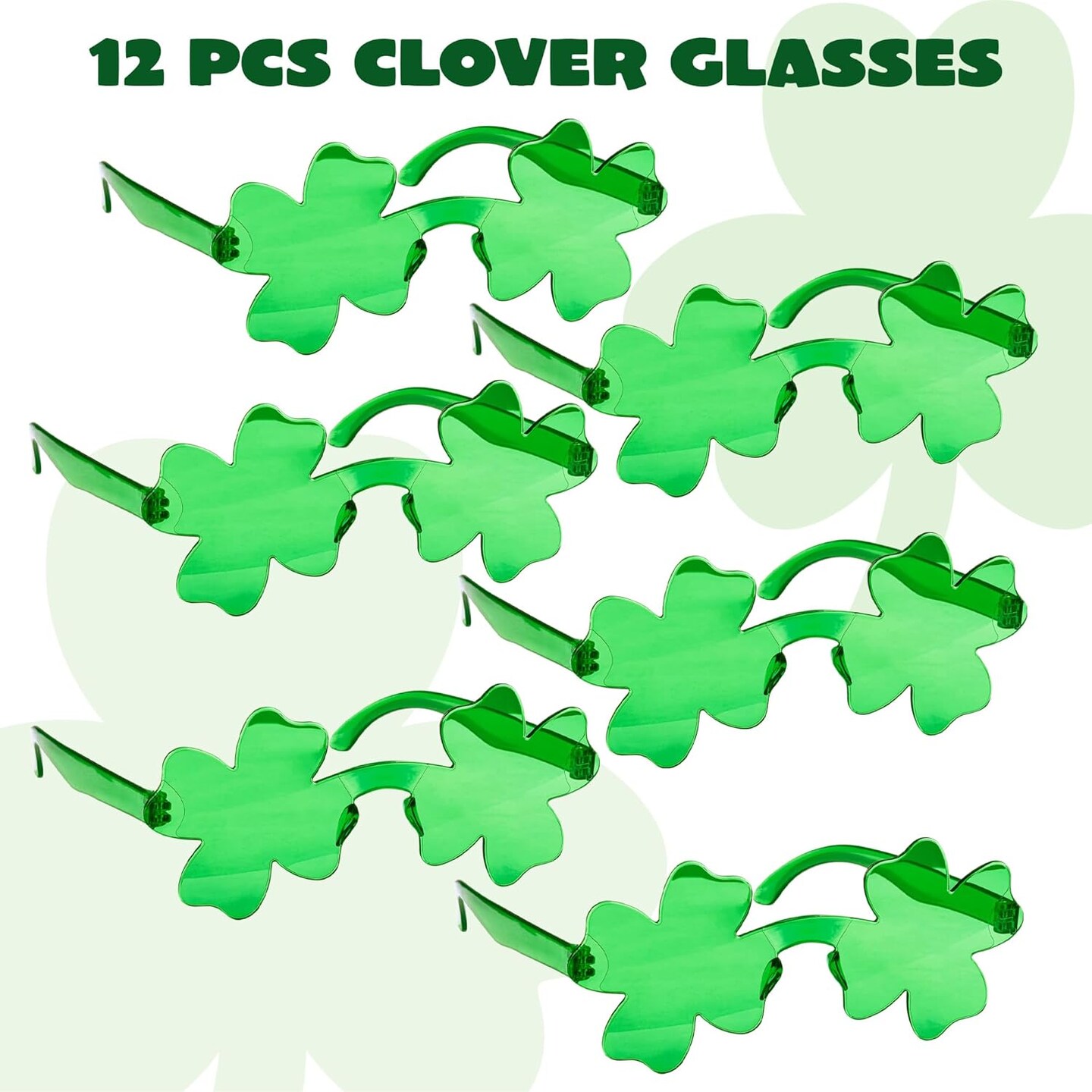 12 Pairs St. Patricks Day Shamrock Sunglasses, Shamrock Glasses Clover Eyewear, St Patrick Accessory Party Favor Supply