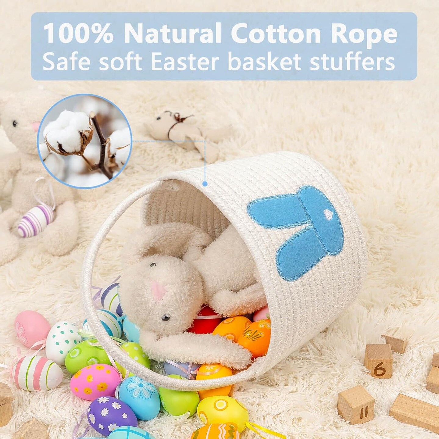 Empty Easter Basket,Easter Baskets for Kids,Girls,Boys,Toddler,Easter Bunny Baskets Easter Egg Hunt Bucket&#xFF0C;Baby First Easter Basket,Cute Easter Gift Basket 9.05 x 7.08 x 7.87