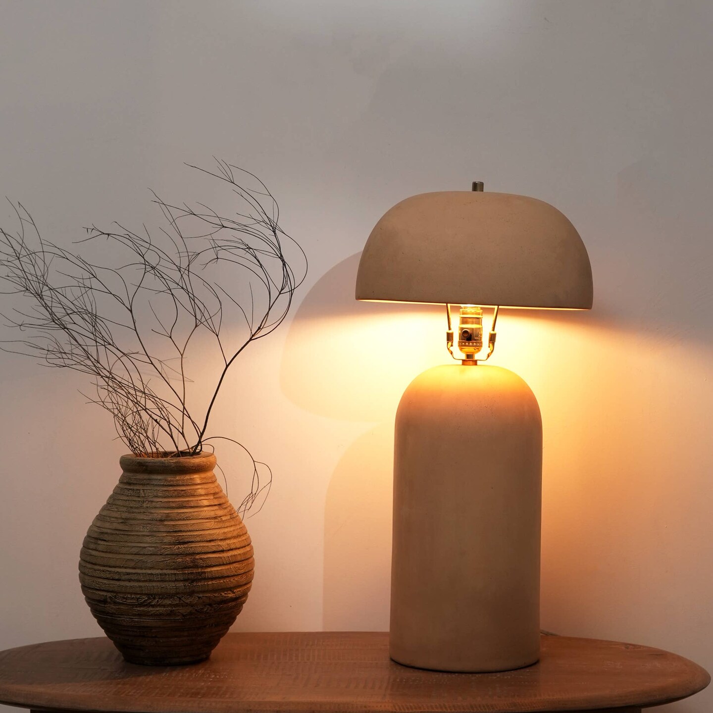 Table Lamp | Handcrafted Decorative Beige Ceramic Table Lamp | 13X13X24.5"