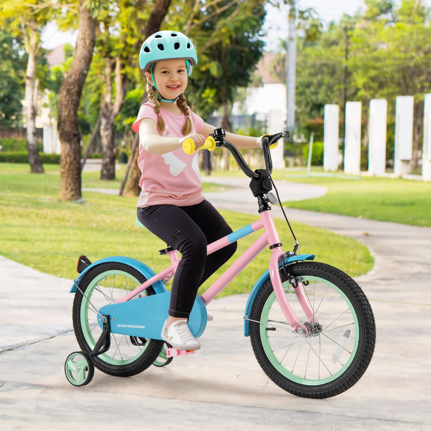 Pink Kids Bike with Adjustable Handlebar and Saddle for Comfortable Riding