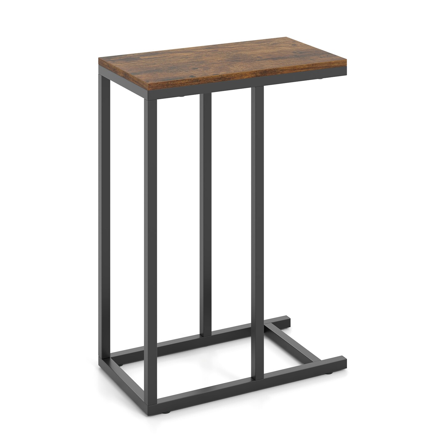 Black Metal C-Shaped Side Table with Sturdy Frame and Space-Saving Design