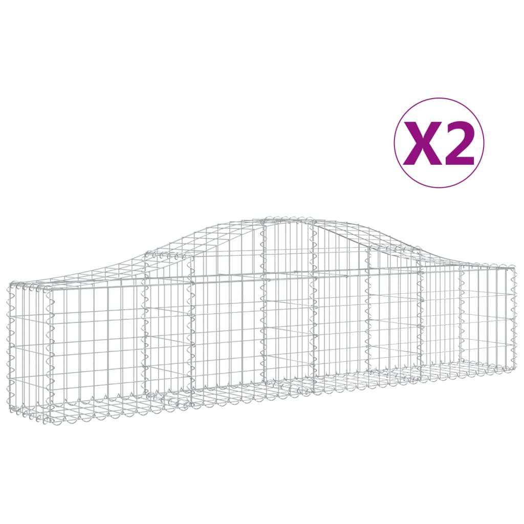vidaXL Arched Gabion Baskets 2 pcs 78.7"x11.8"x15.7"/23.6" Galvanized Iron