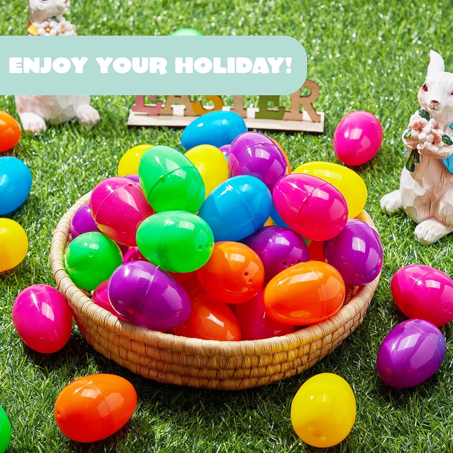 600 PCS 2.3&#x22; Easter Eggs, Empty Plastic Eggs Fillable Colorful Bright Eggshell Bulks for Easter Hunt, Filling Treats, Party Favor, Basket Stuffers, Classroom Prize Supplies