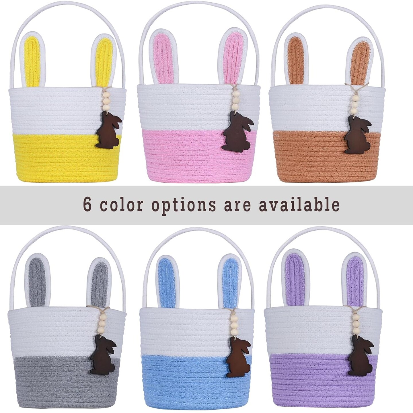 Easter Basket Empty Easter Baskets for Kids Boys Girls with Bunny Tag Egg Basket Eater Gifts Basket Toddler Teens Babys First Easter Basket with Handle Pink White