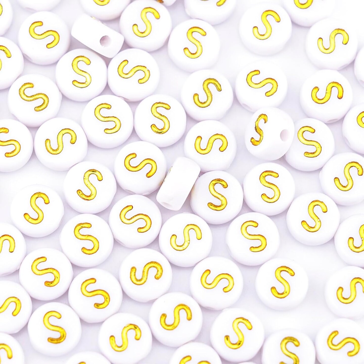 300Pcs Round Letter Beads S 4X7mm Individual Gold Alphabet Beads for Friendship Bracelets Making
