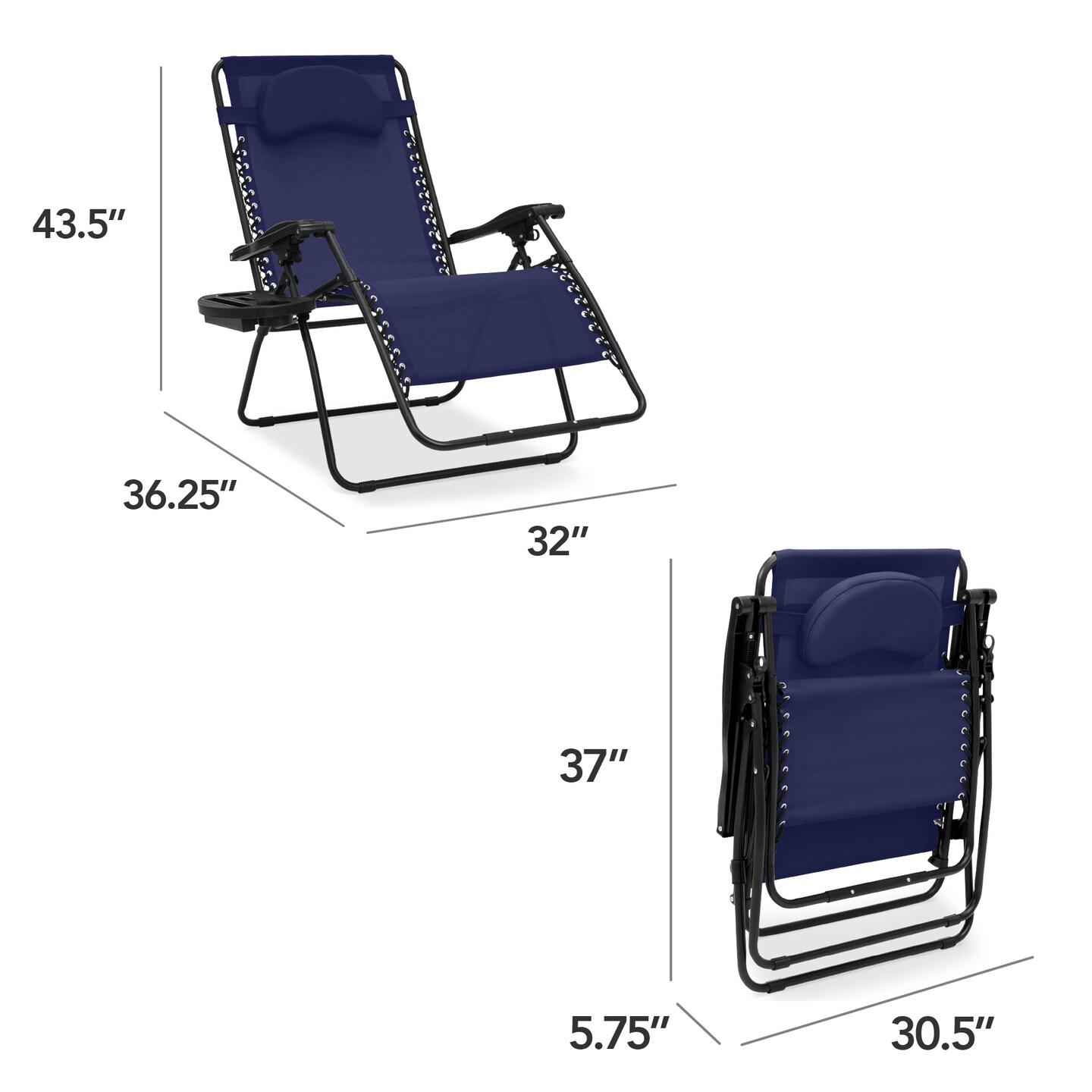 Best Choice Products Oversized Zero Gravity Chair, Folding Outdoor Patio Recliner w/ Cup Holder