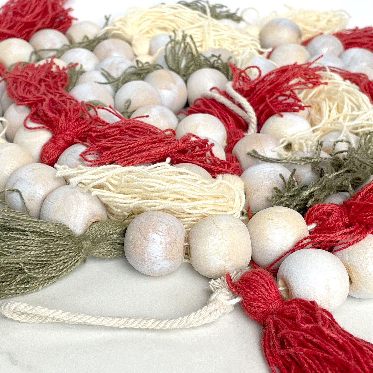 Wood Beads and Tassels Autumn Garland 6ft