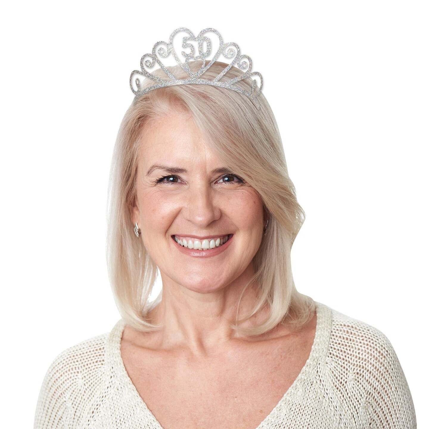 6 Pack Beistle Glittered Metal 50th Birthday Party Tiara