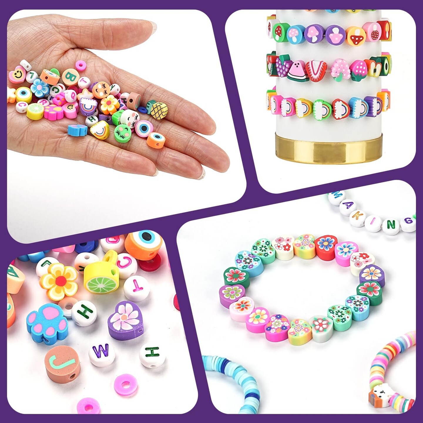 2300pcs Clay Beads Bracelet Making Kit, 24 Style Cute Fun Beads for Friendship Bracelets Letter Beads Charms Kit for Jewelry Making DIY Arts and Crafts Birthday Gifts Toys for Kids