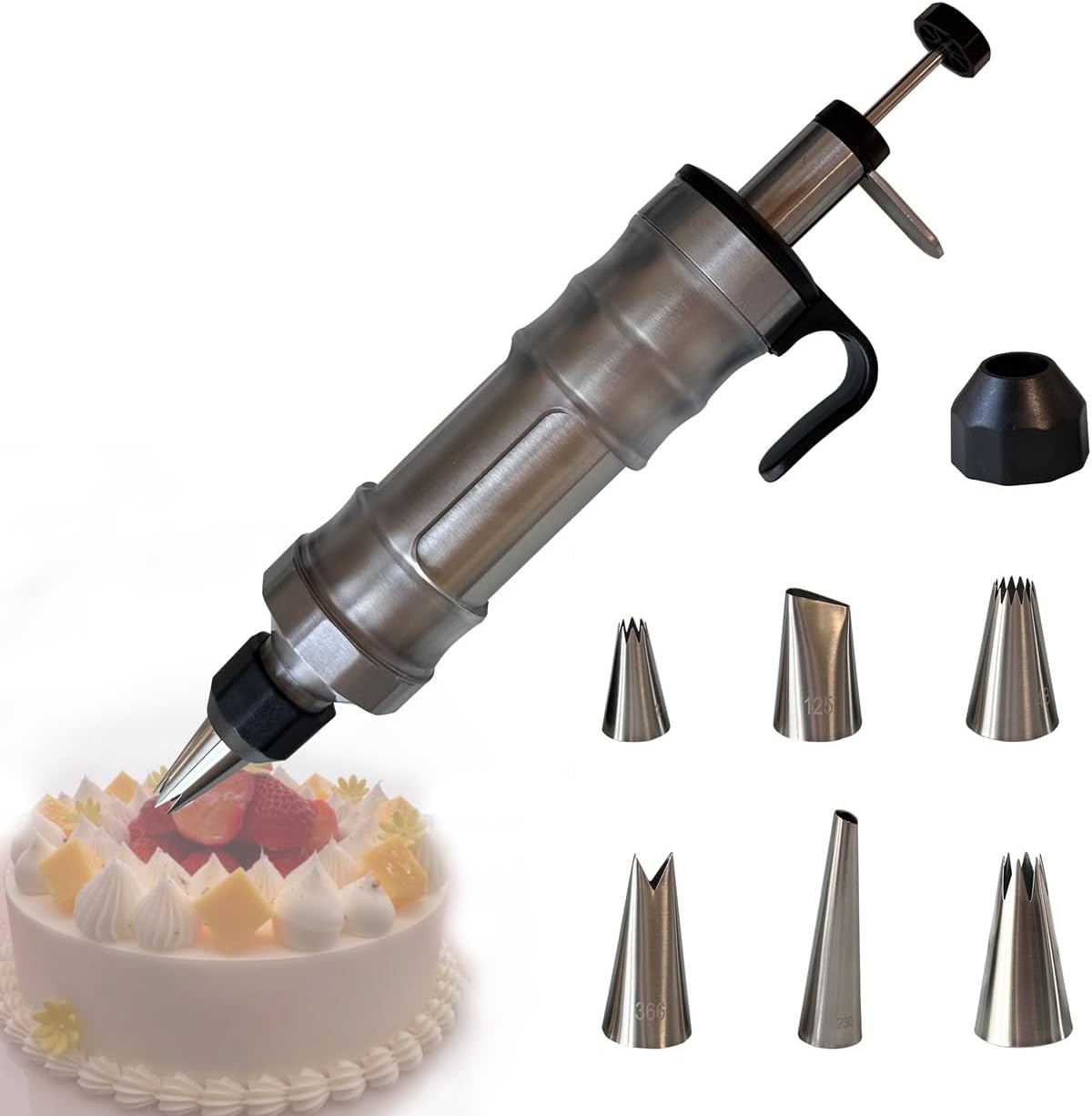 Dessert Decorating Piping Syringe Set Cake Decorating Tool Cookie Gun Press 11.2"W x 3.35"H
