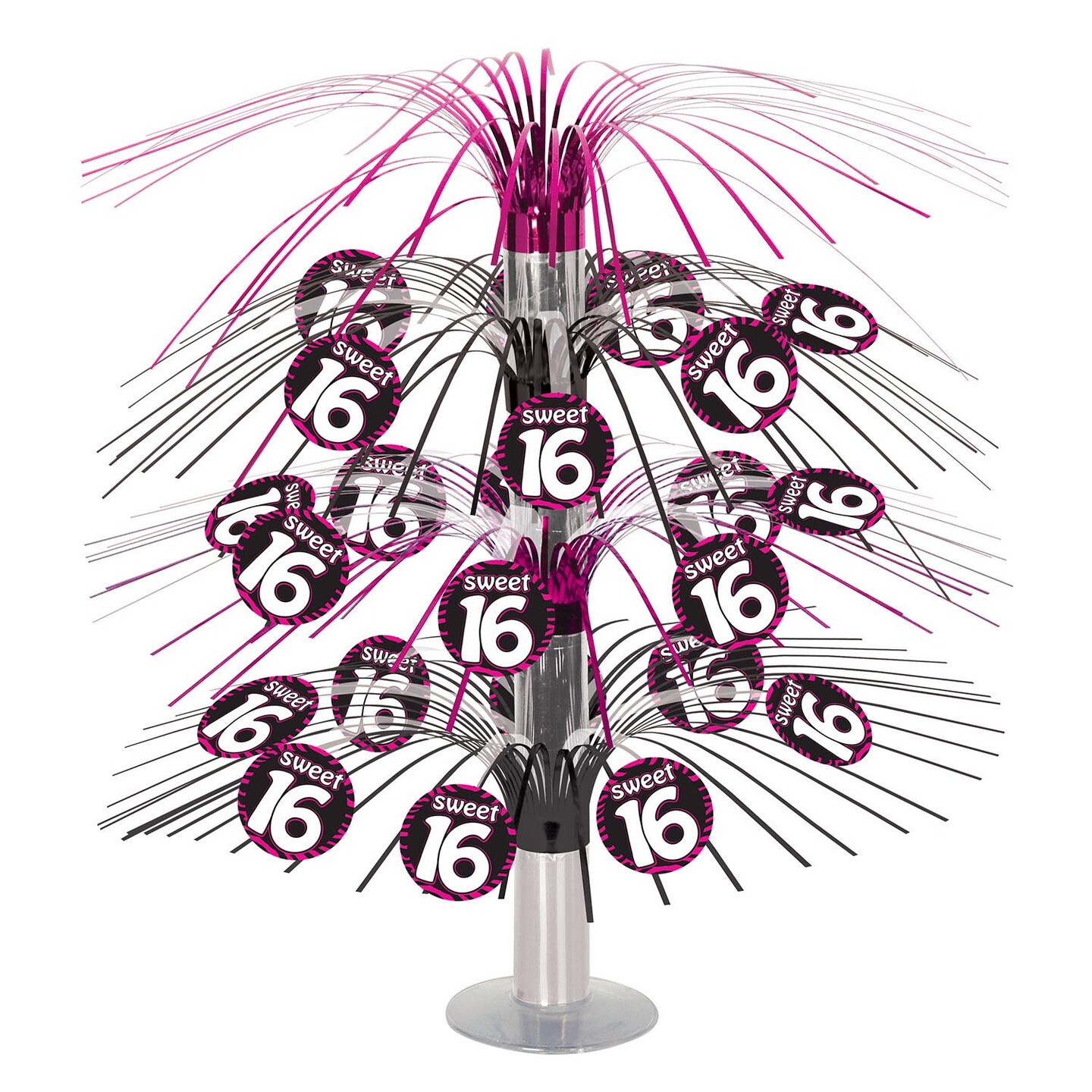 6 Pack Bulk Sweet 16 Birthday Party Cascade Centerpiece- Pink and Black