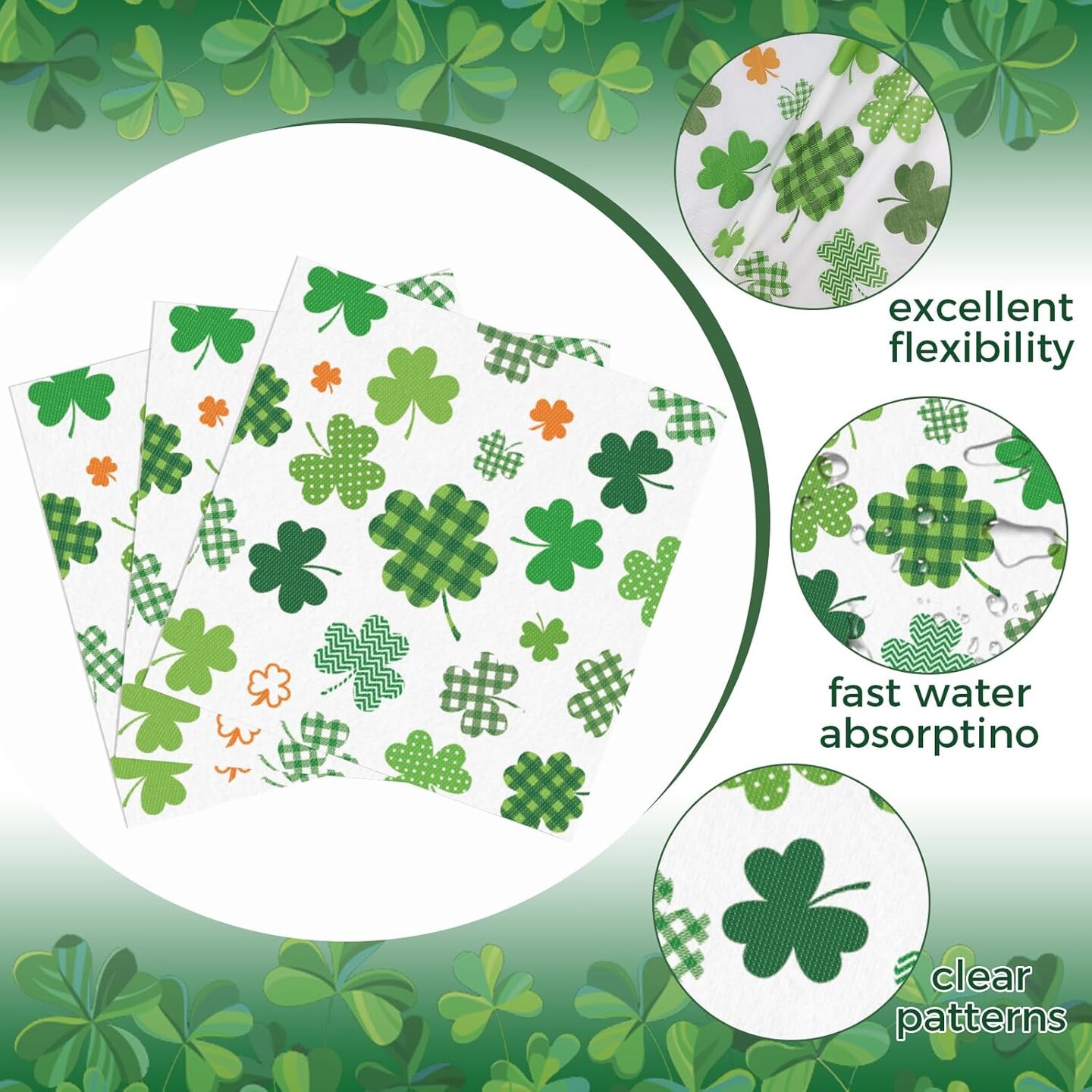 St Patricks Day Plates and Napkins Set 25 PCS 9&#x22; Square St Patricks Day Paper Plates and 25 PCS 7&#x22; St Patricks Dessert Plates for St Patricks Day Decorations