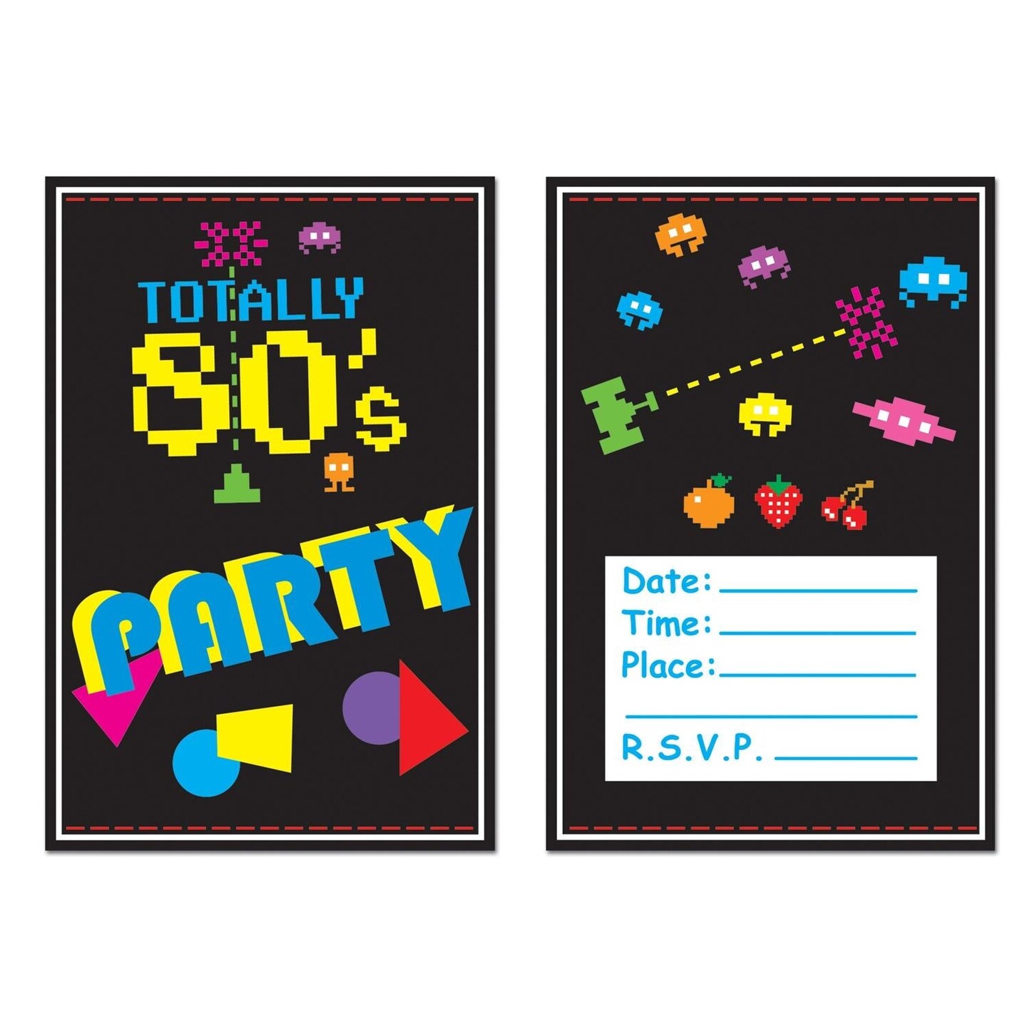 96 Pack Beistle 80&#x27;s Party Invitations