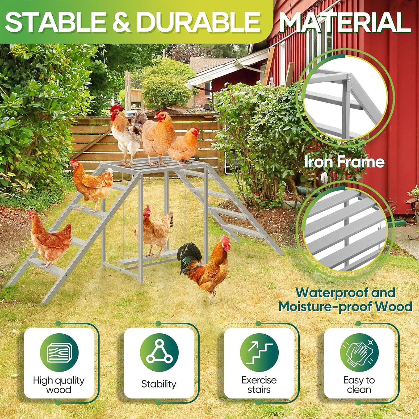 Chicken Perch for Coop with Swing Set,Chicken Ladder coop Toys,Chicken Roosting Bars, Chicken Run Accessories,Suitable for Pet's Health & Happy,Chicken Coop Toys for Backyard Farm