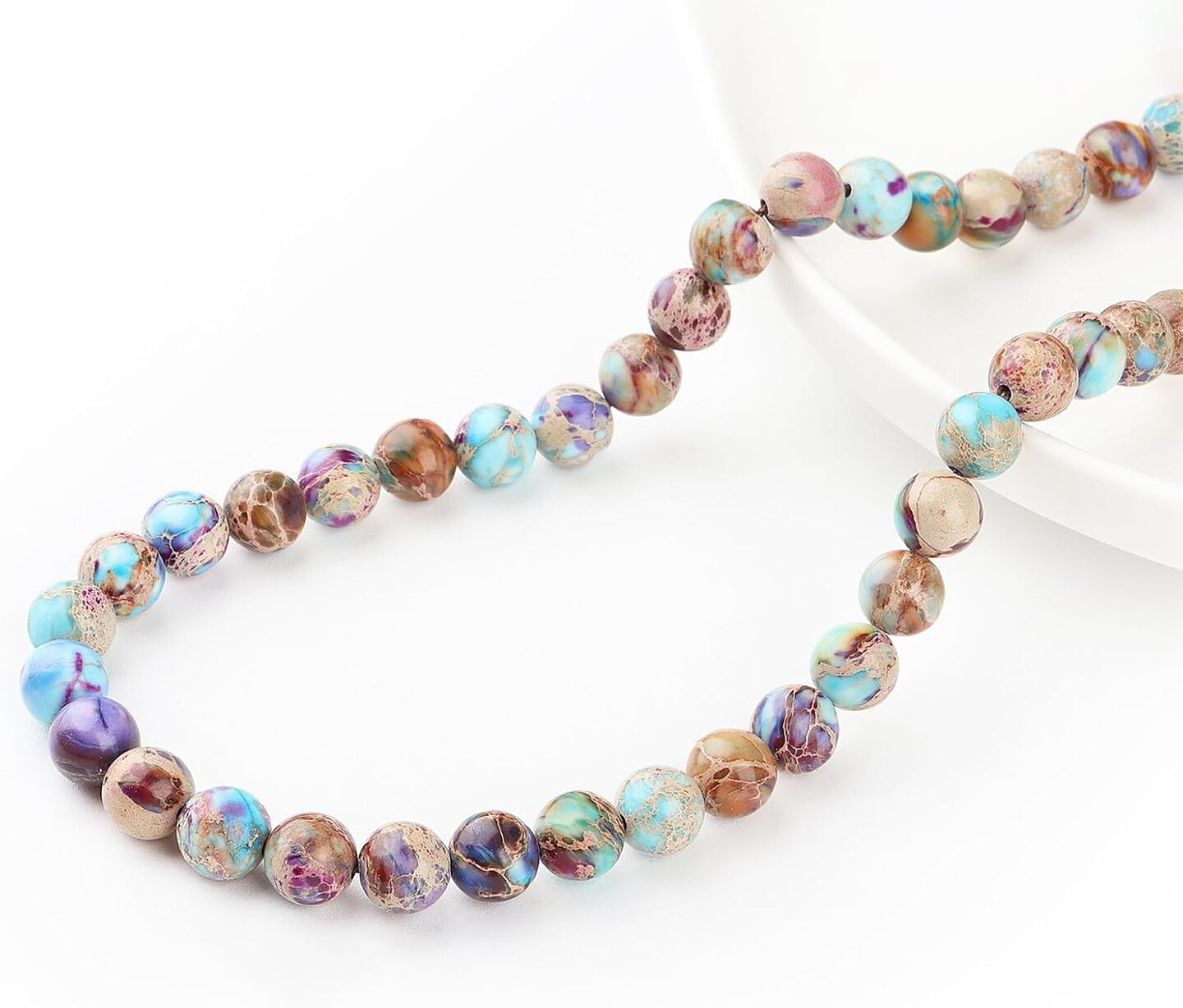 Natural Stone Beads Gemstone Beads for Jewelry Making - Galaxy Sea Sediment Jasper Beads for Bracelets, 6mm Semi Precious Crystal Round Beads(58-60pcs, 6mm, Galaxy Sea Sediment Jasper)